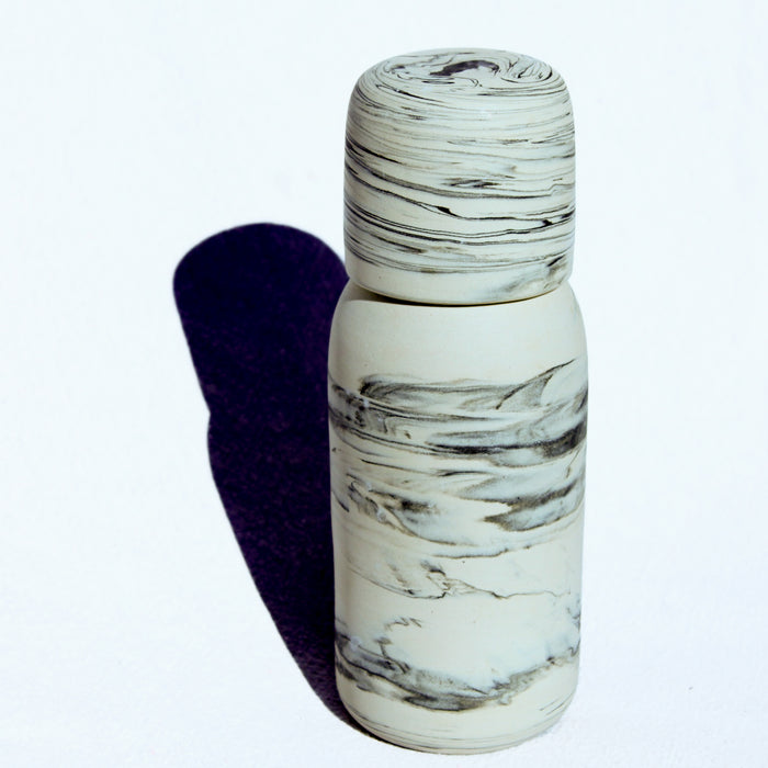 Ripple Bedside Carafe with Cup in Black& White