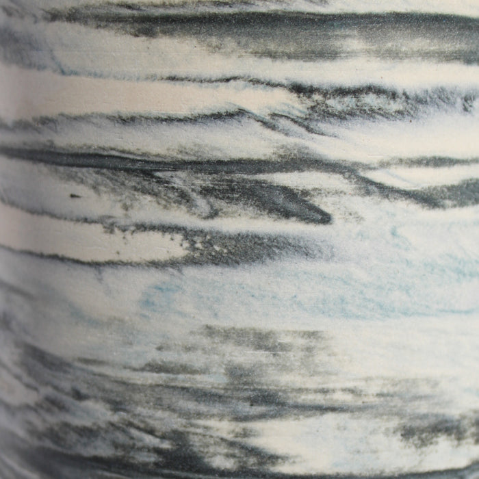 Ripple Large Cylinder Vase in Black and Dark Teal