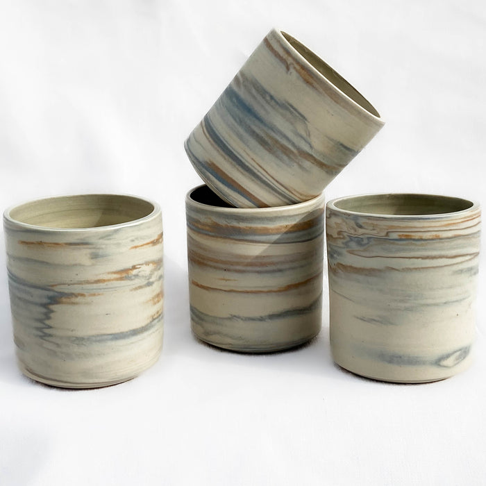 Ripple Tumbler in Minimalist Sand and Pewter Blue (Made-to-Order)