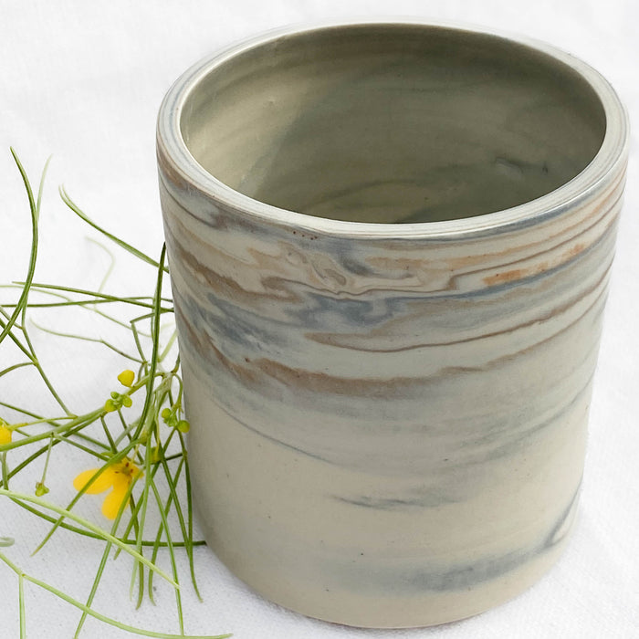 Ripple Tumbler in Minimalist Sand and Pewter Blue (Made-to-Order)